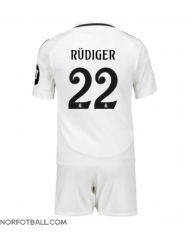 Billige Fotballdrakt Real Madrid Antonio Rudiger #22 Replika Hjemmedraktsett Barn 2024-25 Kortermet (med bukser)